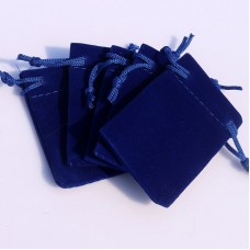 Fluwelen pouch 7 x 9 cm. blauw